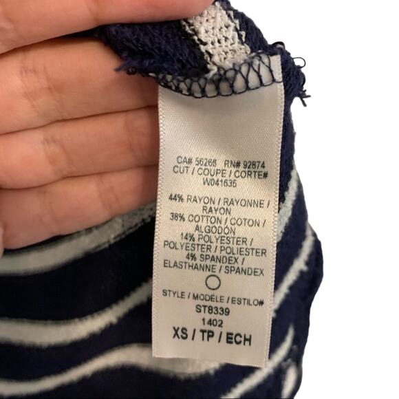 Splendid Navy Striped Open Front Draped Cardigan Sweater - Picture 8 of 8